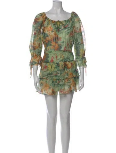 Pre-owned Alice Mccall Printed Mini Dress In Green