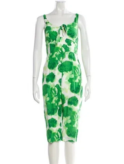 Pre-owned Alice Mccall Printed Scoop Neck Jumpsuit In Green