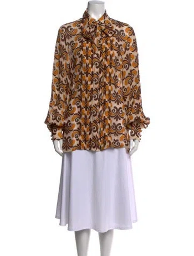Pre-owned Alice Mccall Printed Tie Neck Blouse In Multicolor