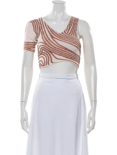 Pre-owned Alice Mccall Printed V-neck Crop Top In Purple