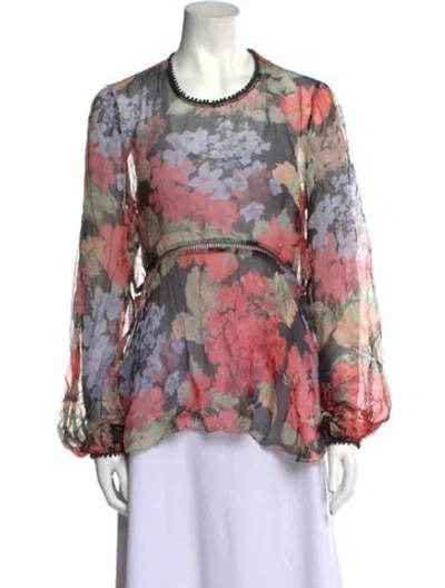 Pre-owned Alice Mccall Silk Floral Print Blouse In Multi
