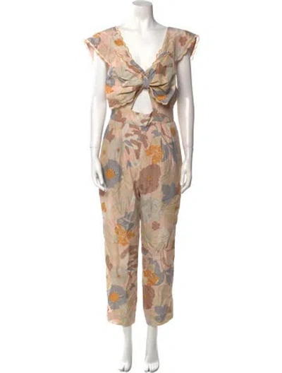 Pre-owned Alice Mccall Silk Floral Print Jumpsuit In Multi