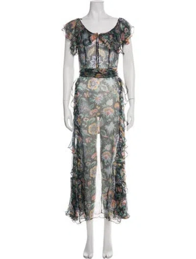 Pre-owned Alice Mccall Silk Long Dress In Green