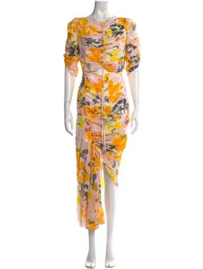 Pre-owned Alice Mccall Silk Midi Length Dress In Yellow