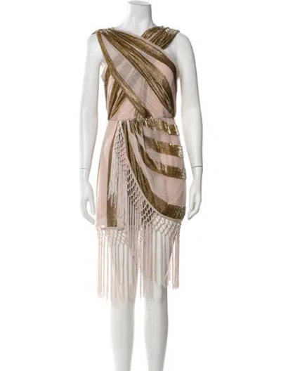 Pre-owned Alice Mccall Silk Mini Dress In Gold/neutrals