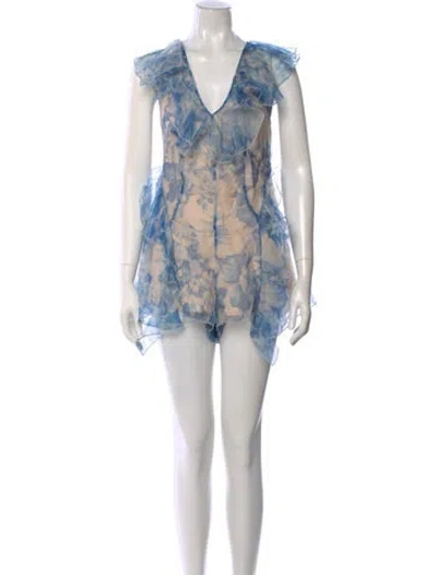 Pre-owned Alice Mccall Silk Tie-dye Print Romper In Blue