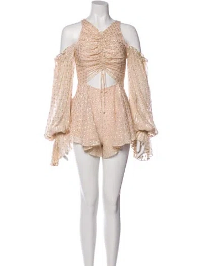 Pre-owned Alice Mccall Silk V-neck Romper In Neutral