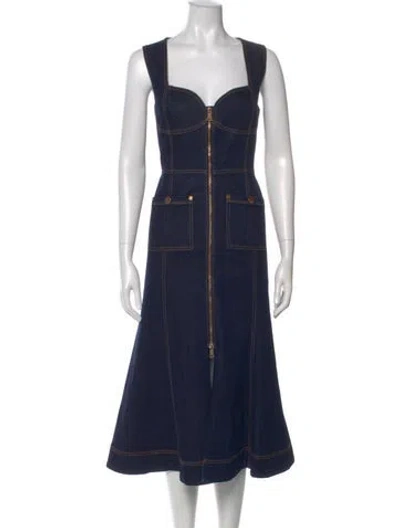 Pre-owned Alice Mccall Square Neckline Midi Length Dress In Blue