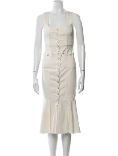 Pre-owned Alice Mccall Square Neckline Midi Length Dress In Neutral