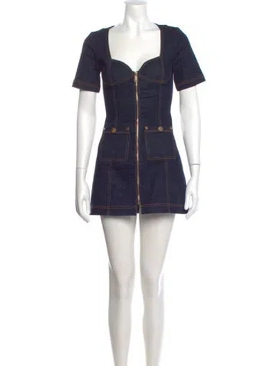 Pre-owned Alice Mccall Square Neckline Mini Dress In Blue