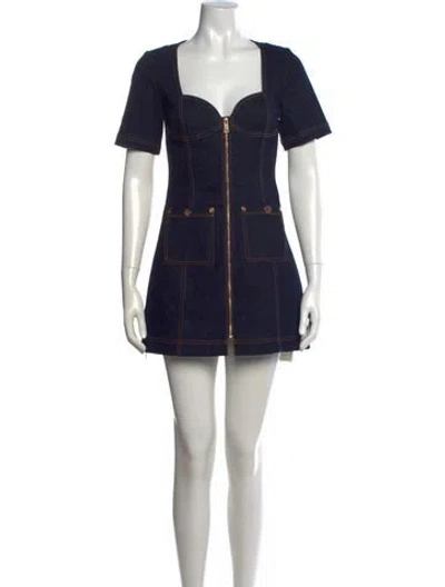 Pre-owned Alice Mccall Square Neckline Mini Dress In Blue