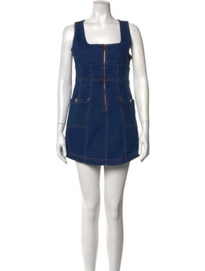 Pre-owned Alice Mccall Square Neckline Mini Dress In Blue