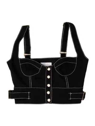 Pre-owned Alice Mccall Square Neckline Sleeveless Crop Top In Black