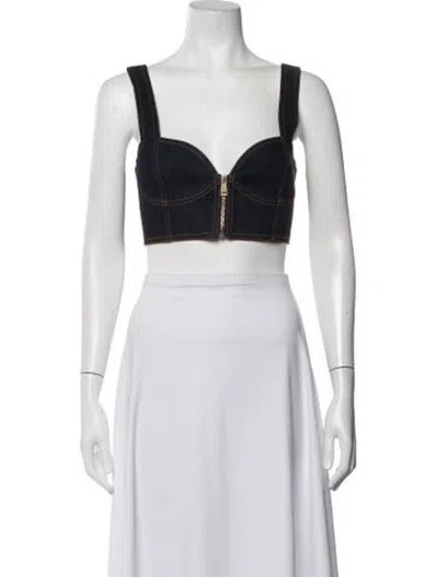 Pre-owned Alice Mccall Square Neckline Sleeveless Crop Top In Black