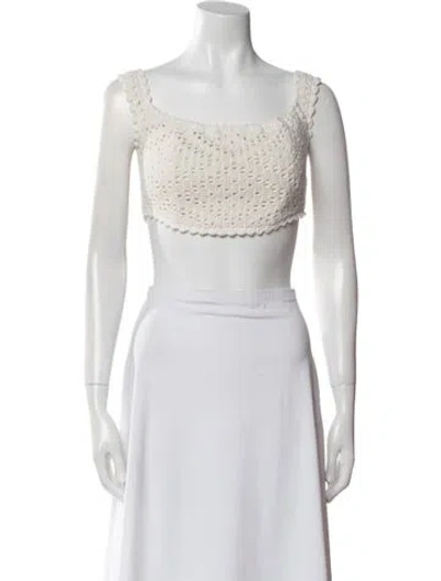 Pre-owned Alice Mccall Square Neckline Sleeveless Crop Top In Blue