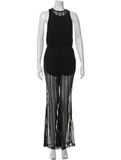 Pre-owned Alice Mccall Striped Crew Neck Jumpsuit In Black