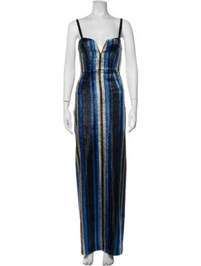 Pre-owned Alice Mccall Striped Long Dress In Blue