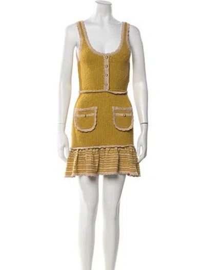 Pre-owned Alice Mccall Striped Mini Dress In Yellow