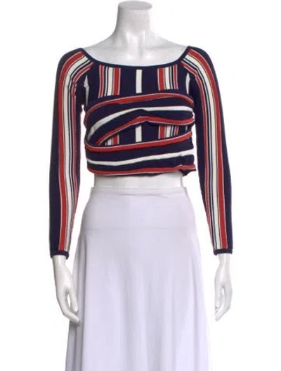Pre-owned Alice Mccall Striped Scoop Neck Crop Top In Multi