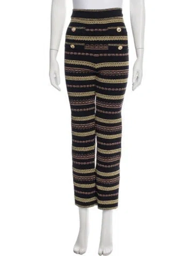 Pre-owned Alice Mccall Striped Straight Leg Pants In Black/metallic
