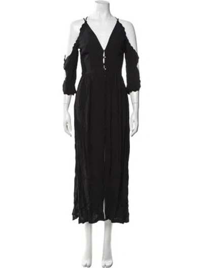 Pre-owned Alice Mccall V-neck Long Dress In Black
