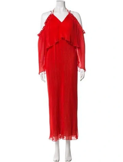 Pre-owned Alice Mccall V-neck Long Dress In Red