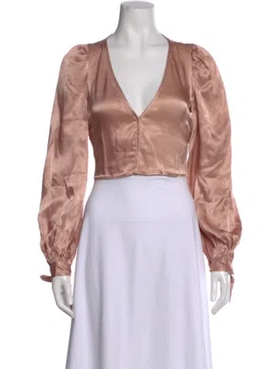 Pre-owned Alice Mccall V-neck Long Sleeve Blouse W/ Tags In Pink