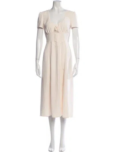 Pre-owned Alice Mccall V-neck Midi Length Dress In Neutrals