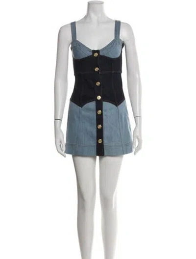 Pre-owned Alice Mccall V-neck Mini Dress In Blue