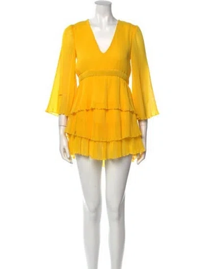 Pre-owned Alice Mccall V-neck Mini Dress In Yellow