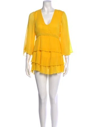 Pre-owned Alice Mccall V-neck Mini Dress In Yellow