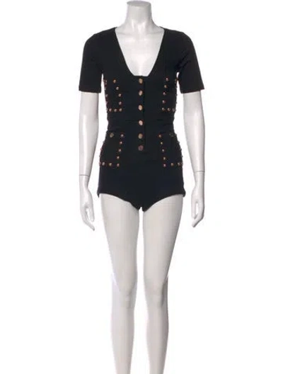 Pre-owned Alice Mccall V-neck Romper In Black