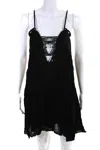 Alice Mccall Womens Spaghetti Strap V Neck Embroidered Mini Dress Black In Black