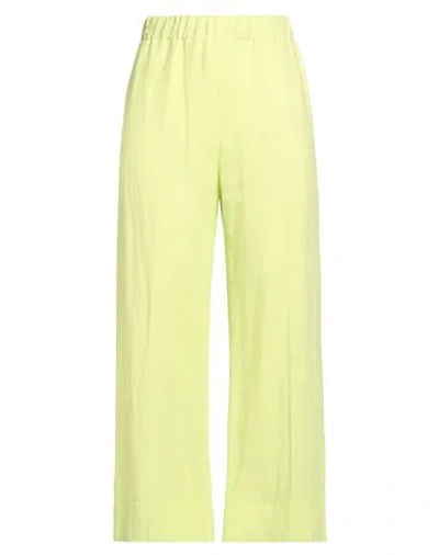 Alice Miller Woman Pants Lime Green Size 4 Viscose, Linen In Yellow