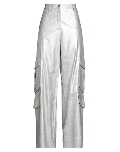 Alice Miller Woman Pants Silver Size 8 Polyurethane, Viscose
