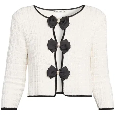 Alice + Oliva Alice + Olivia Akira Bow Knit Cardigan, Soft White/black