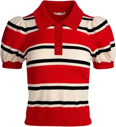 Alice + Oliva Alice + Olivia Ramona Puff Sleeve Striped Pullover, Perfect Ruby Multi