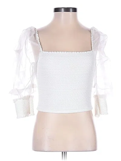 Pre-owned Alice + Olivia 3/4 Sleeve Blouse In White