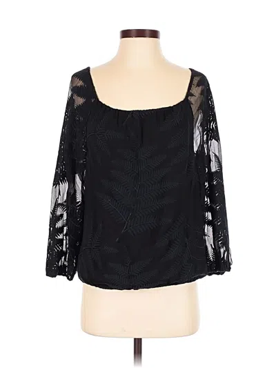 Pre-owned Alice + Olivia 3/4 Sleeve Silk Top Black Square Neckline Tops