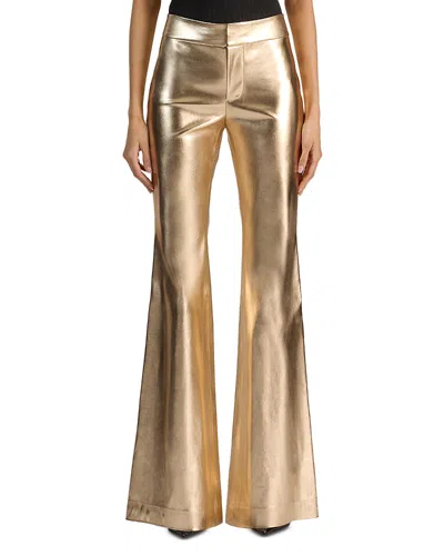 Alice + Olivia Alice And Olivia Andrew Faux Leather Flared Pants In Gold