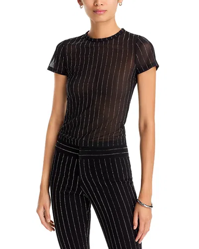 Alice + Olivia Alice And Olivia Tess Embellished Short Sleeve Tee In Black