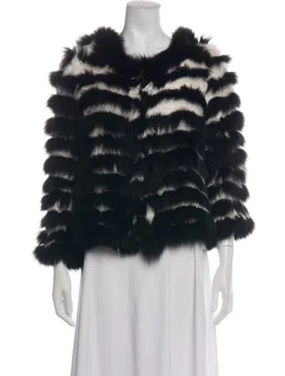 Pre-owned Alice + Olivia Animal Print Fur Jacket In Black