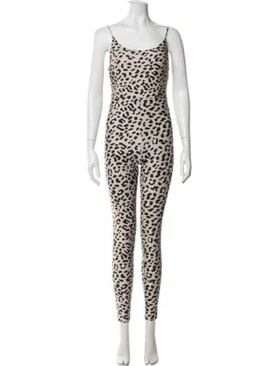 Pre-owned Alice + Olivia Animal Print Scoop Neck Jumpsuit In Neutrals