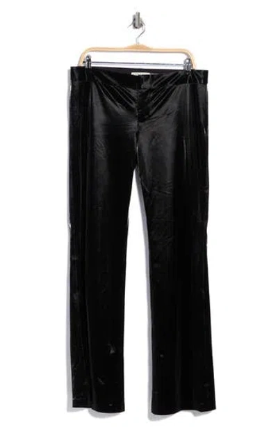 Alice + Olivia Bella Ultra Low Rise Wide Leg Faux Leather Pants In Black