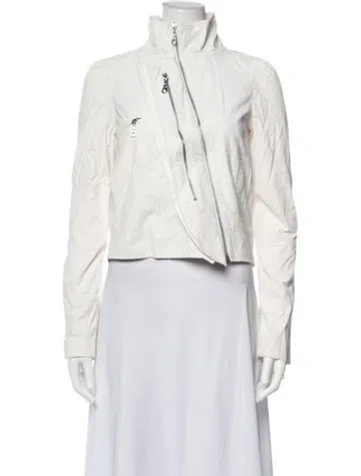 Pre-owned Alice + Olivia Biker Jacket In White