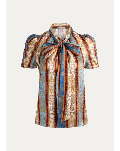 Alice + Olivia Brentley Tieneck Blouse In Multi