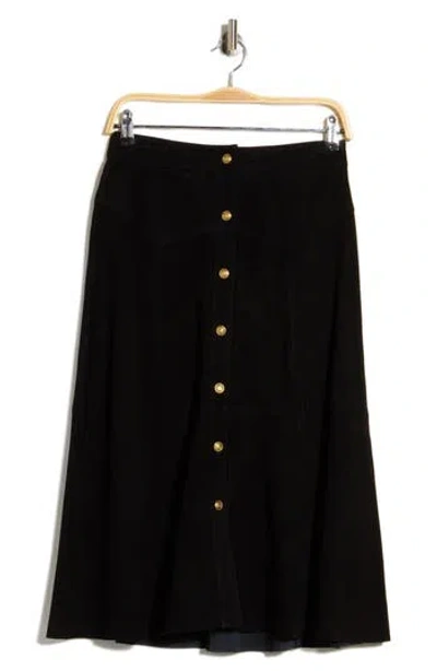 Alice + Olivia Calica Suede Midi Skirt In Black
