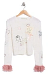 Alice + Olivia Carolann Script Embroidered Ruffle-cuff Sweater In Neutral