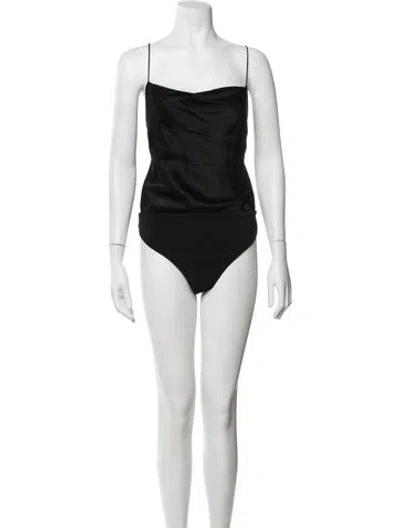 Pre-owned Alice + Olivia Cowl Neck Sleeveless Bodysuit In Black