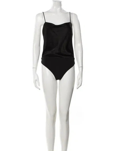 Pre-owned Alice + Olivia Cowl Neck Sleeveless Bodysuit In Black/white